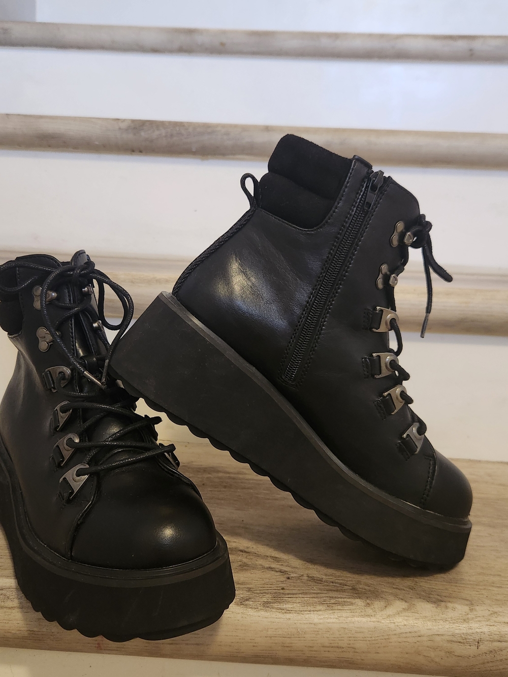 Rocket Dog Black Platform Lace-Up Ankle Boots